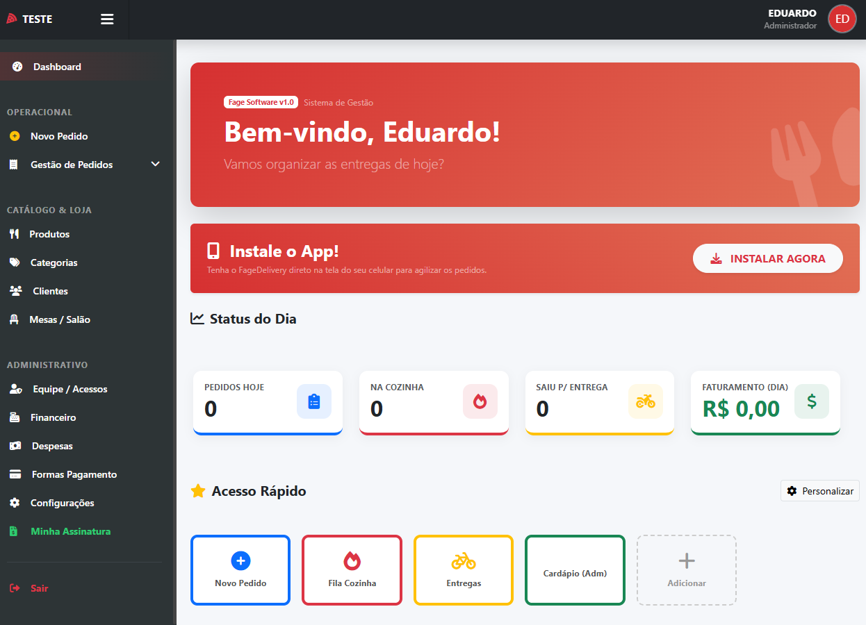 Painel Administrativo Dashboard